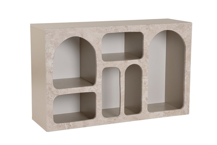Hanah Home Consola Liva 120 - Mueble de Entrada o Salón con Puertas, 120x74x37 cm, color Mármol Travertino y Arenisca
